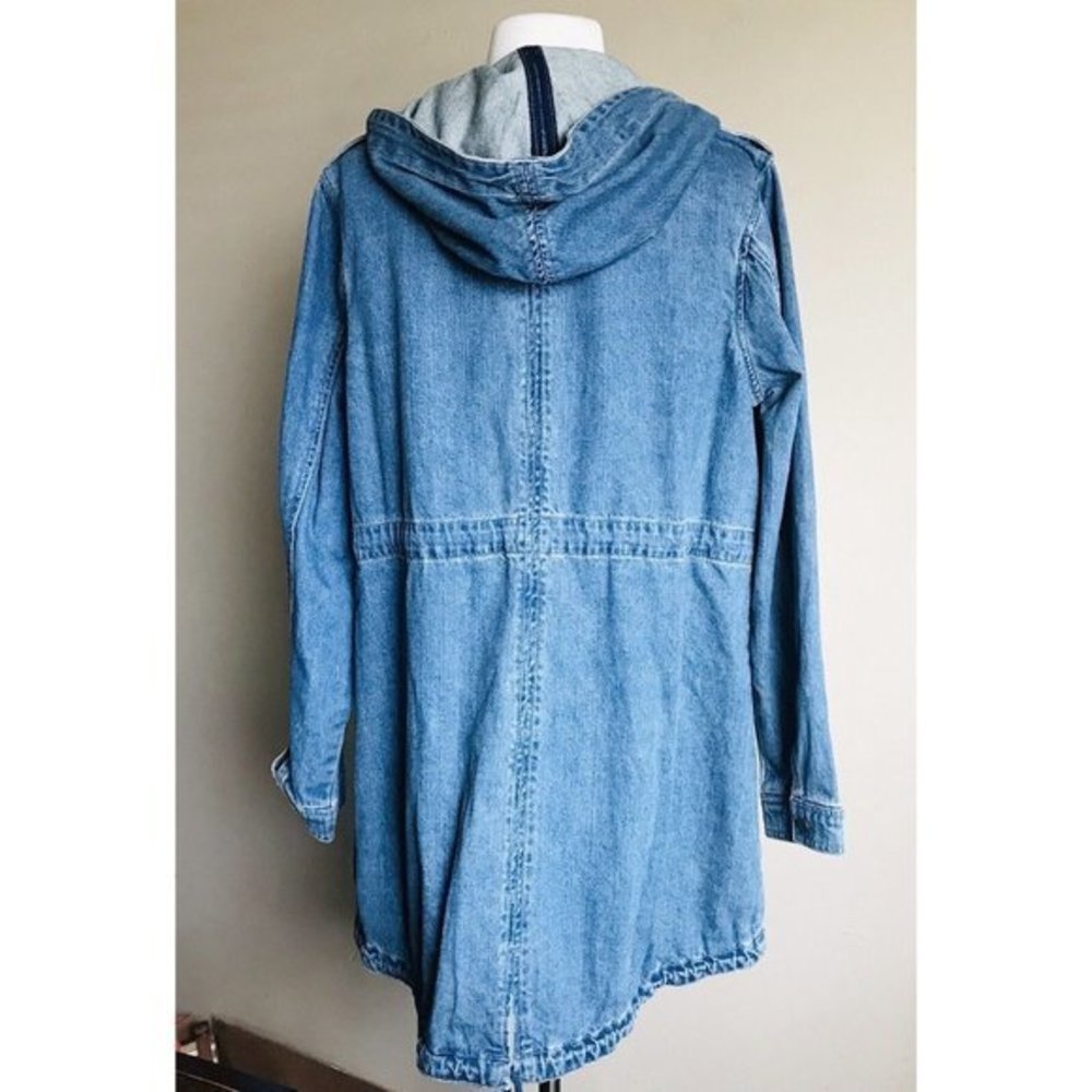 Ellos Women's Hooded‎ Anorak Denim Jacket - 12, Medium Stonewash - Picture 6 of 12